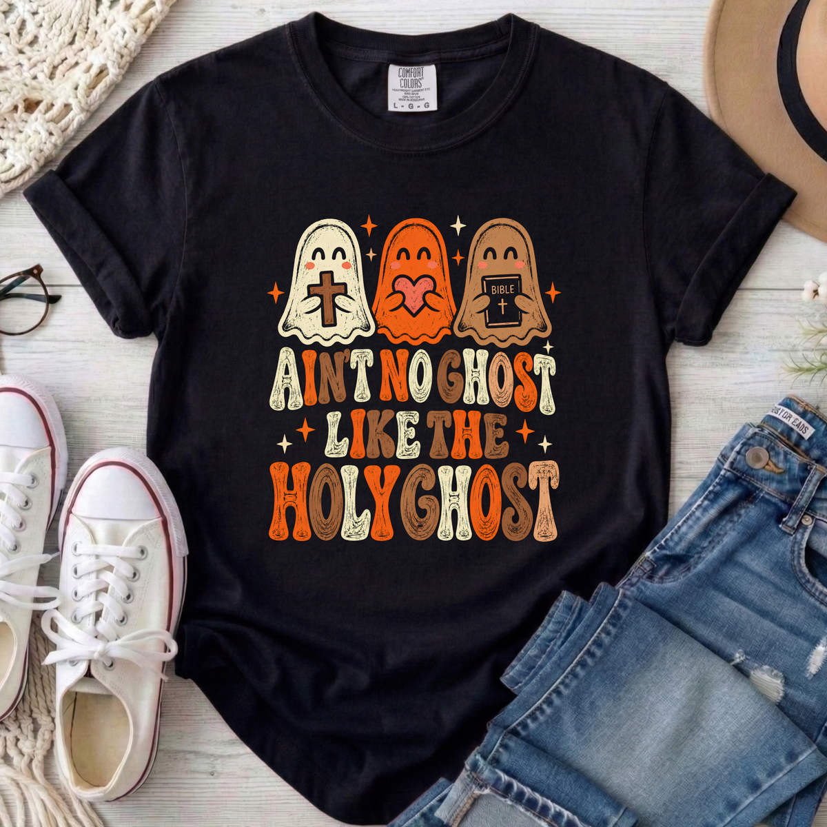 Ain't No Ghost Like the Holy Ghost Christian Comfort Colors T-Shirt in Black