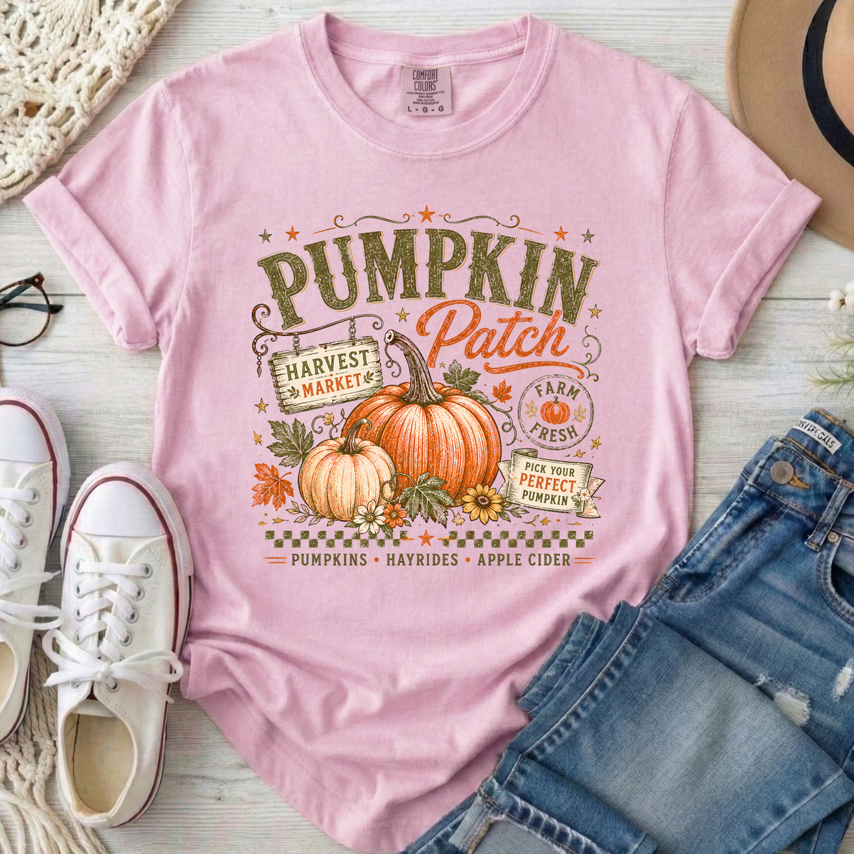 Pumpkin Patch Fall Comfort Colors T-Shirt in Blossom