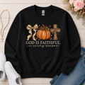 God Is Faithful in Every Season Christian Crewneck Sweatshirt in Black