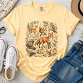 Vintage Woodland Animals Fall Comfort Colors T-Shirt in Butter