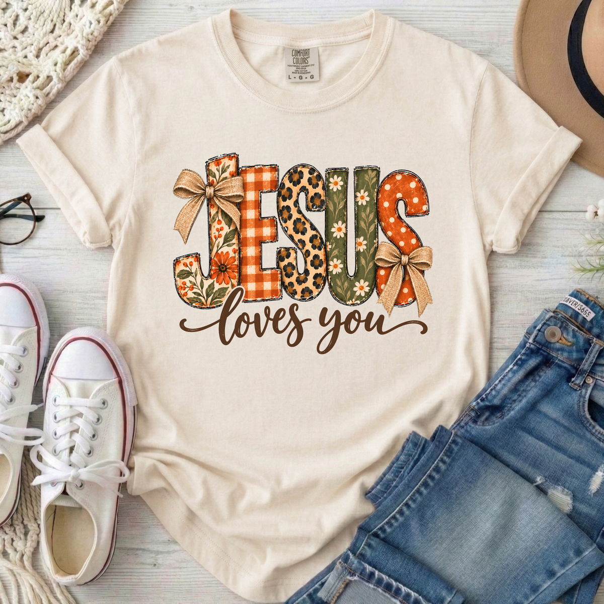 Jesus Loves You Christian Comfort Colors T-Shirt in Ivory
