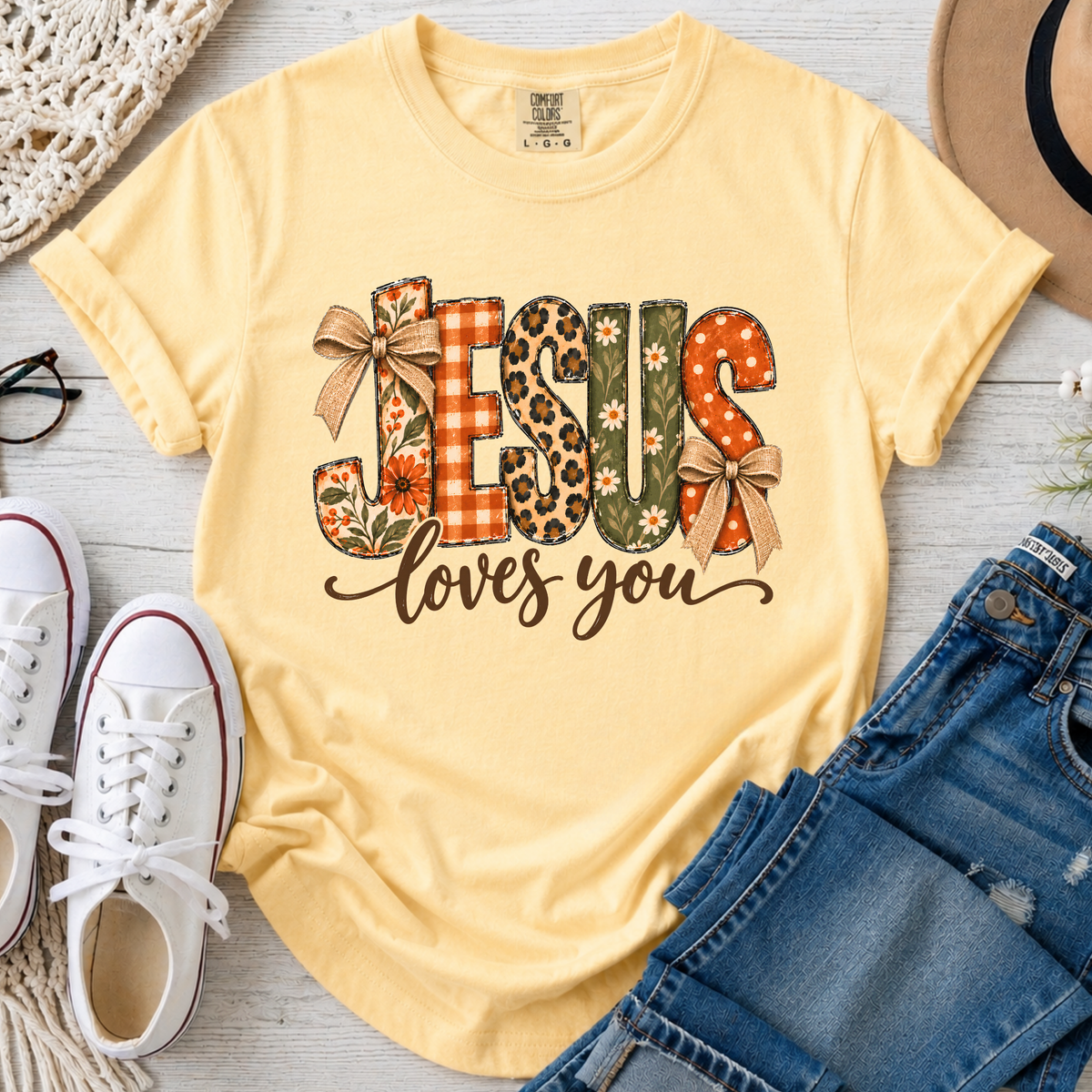 Jesus Loves You Christian Comfort Colors T-Shirt in Butter