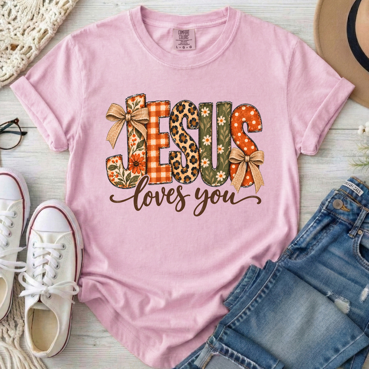 Jesus Loves You Christian Comfort Colors T-Shirt in Blossom