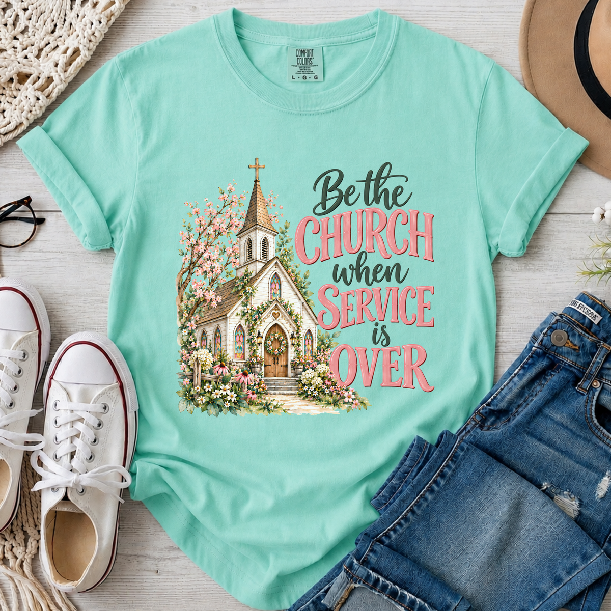 Be the Church Christian Comfort Colors T-Shirt in Island Reef