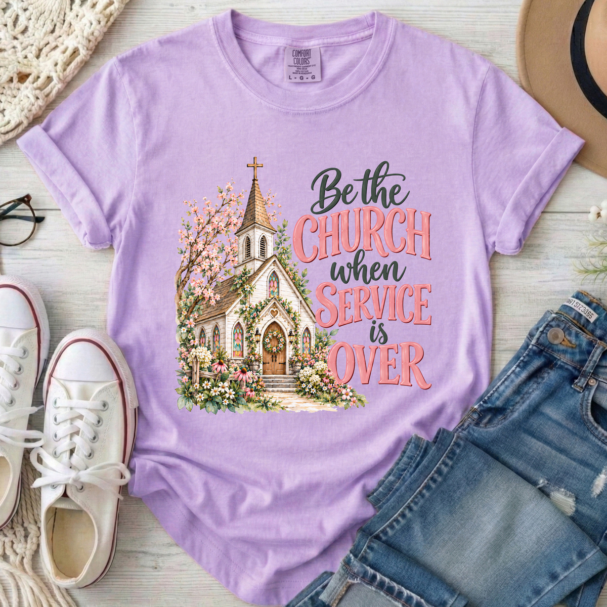 Be the Church Christian Comfort Colors T-Shirt in Orchid
