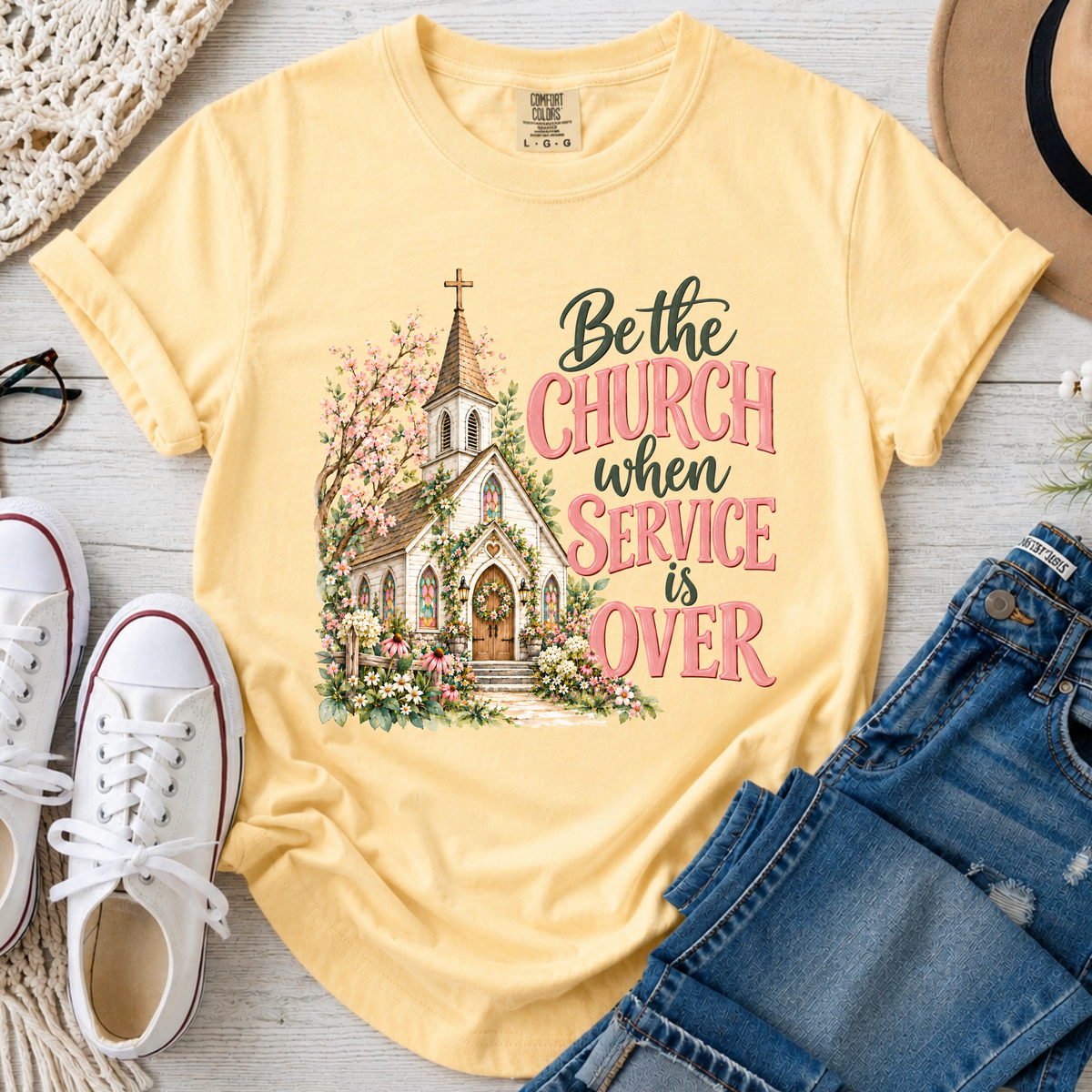 Be the Church Christian Comfort Colors T-Shirt in Butter