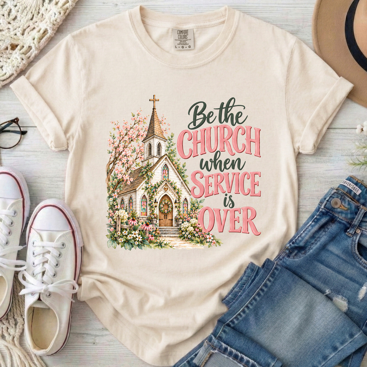 Be the Church Christian Comfort Colors T-Shirt in Ivory