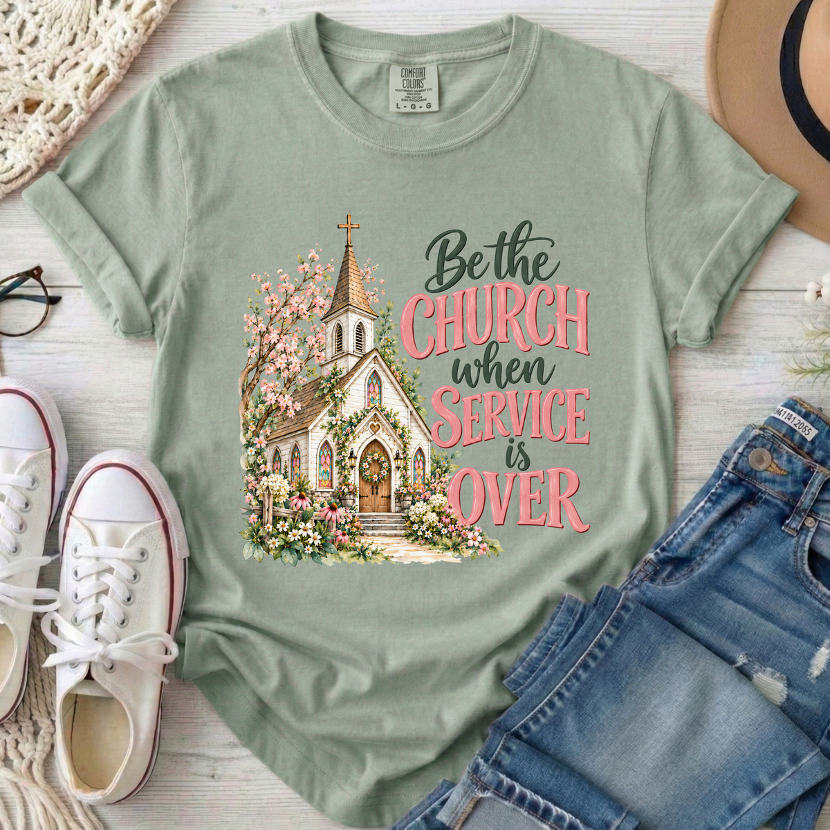 Be the Church Christian Comfort Colors T-Shirt in Bay