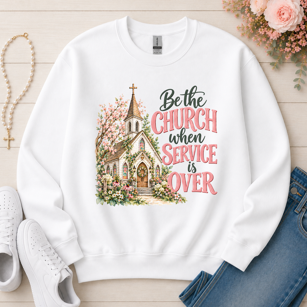 Be the Church Christian Crewneck Sweatshirt in White
