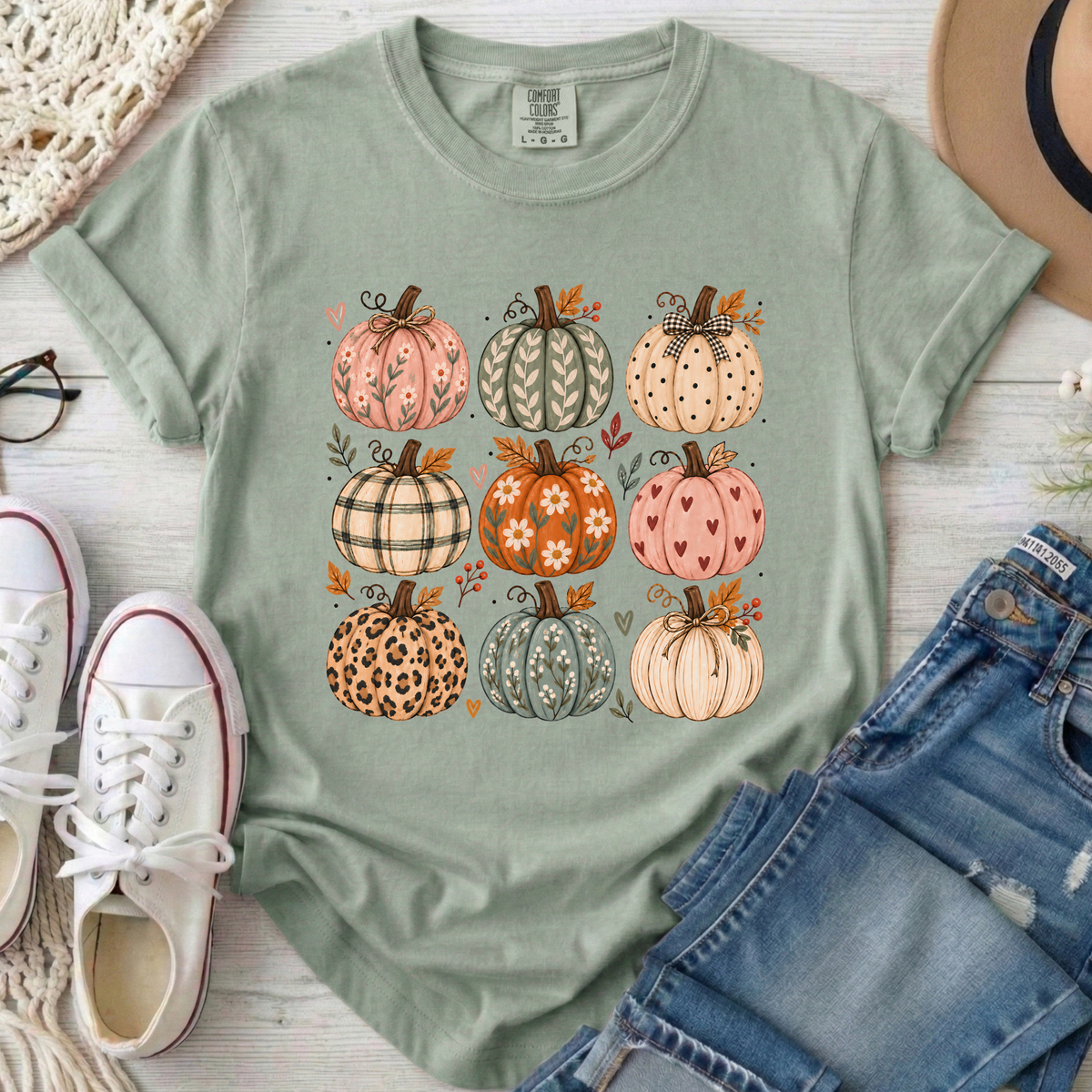 Cozy Pumpkins Comfort Colors T-Shirt in Bay