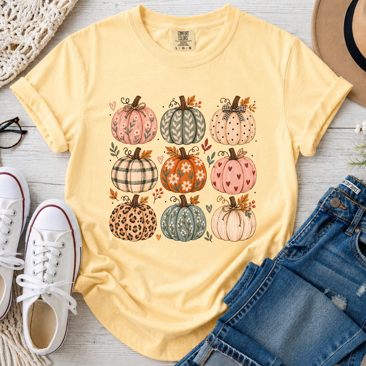 Cozy Pumpkins Comfort Colors T-Shirt in Butter