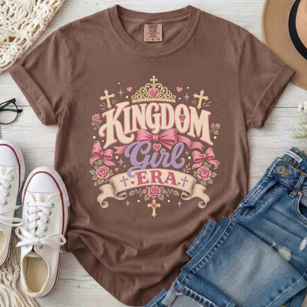 Kingdom Girl Era Christian Comfort Colors T-Shirt in Espresso