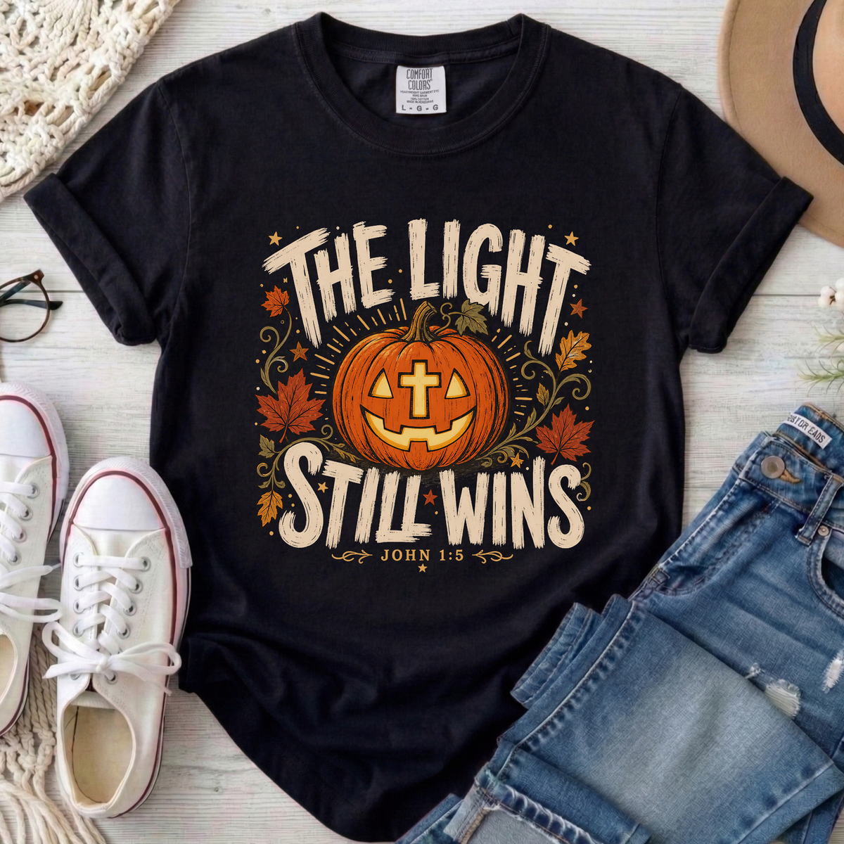 The Light Still Wins Christian Comfort Colors T-Shirt in Black