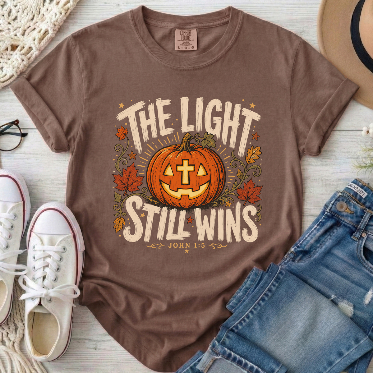 The Light Still Wins Christian Comfort Colors T-Shirt in Espresso