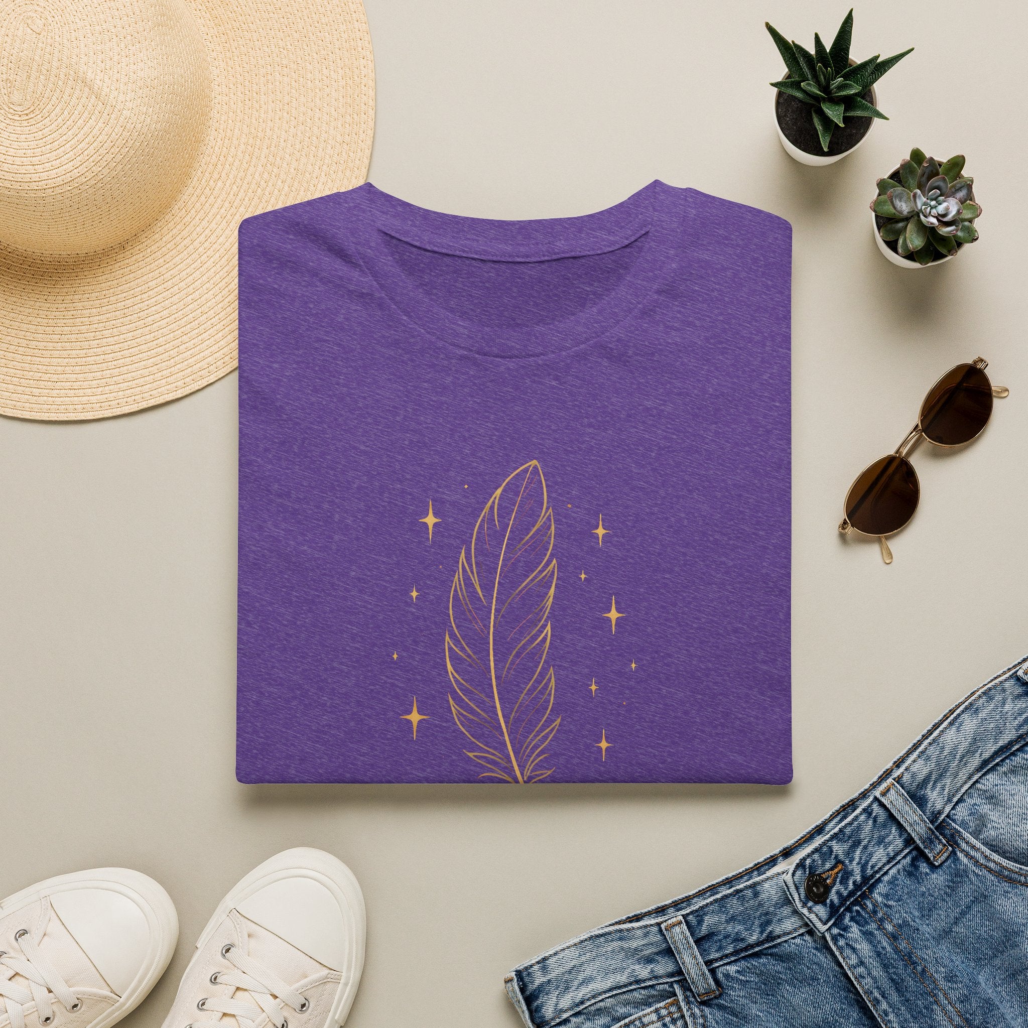 Shimmering Golden Feather T-Shirt