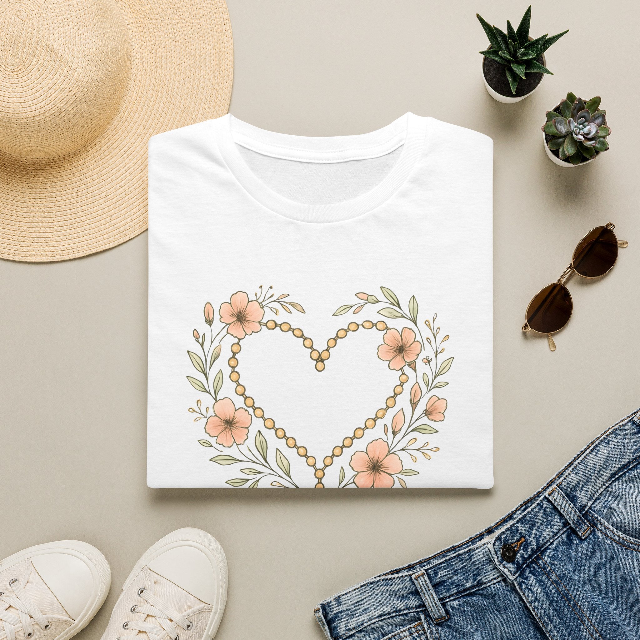 Floral Heart Rosary T-Shirt