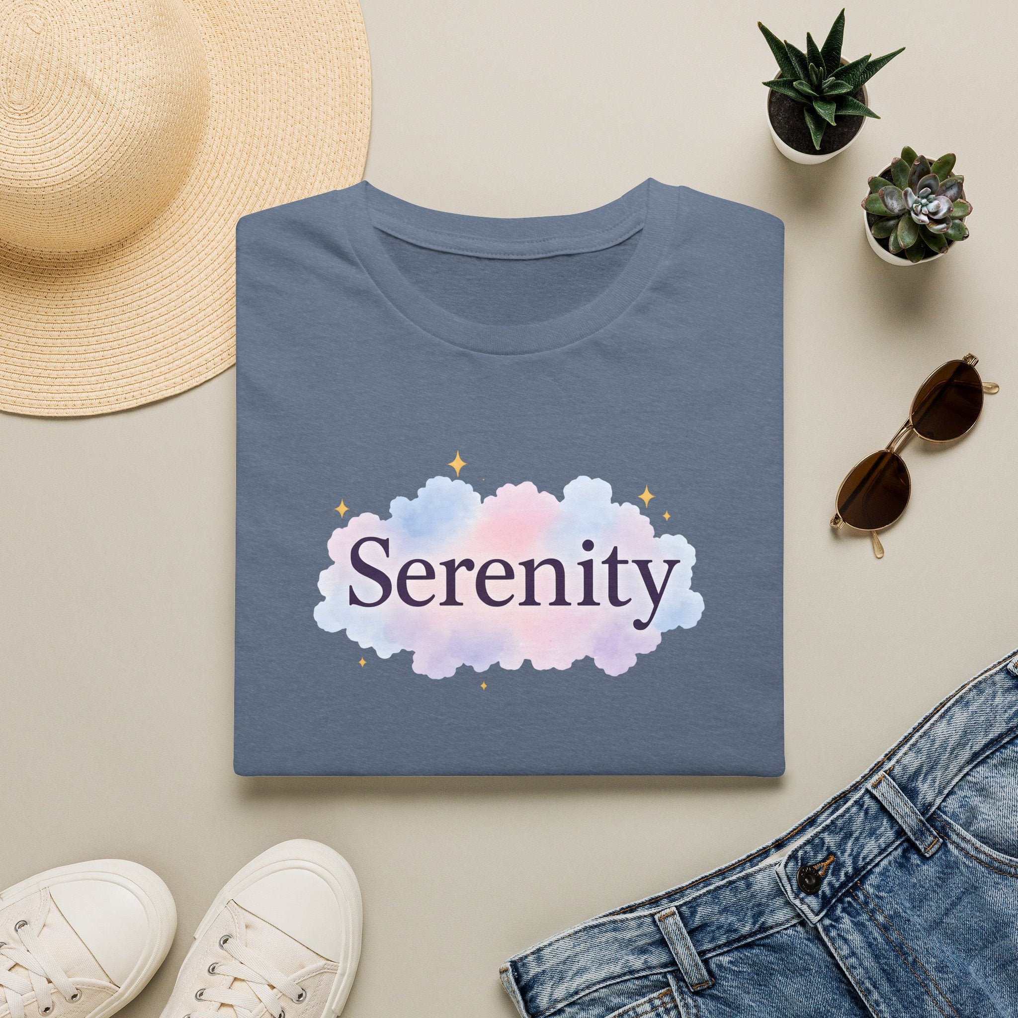 Serenity Cloud Illustration T-Shirt