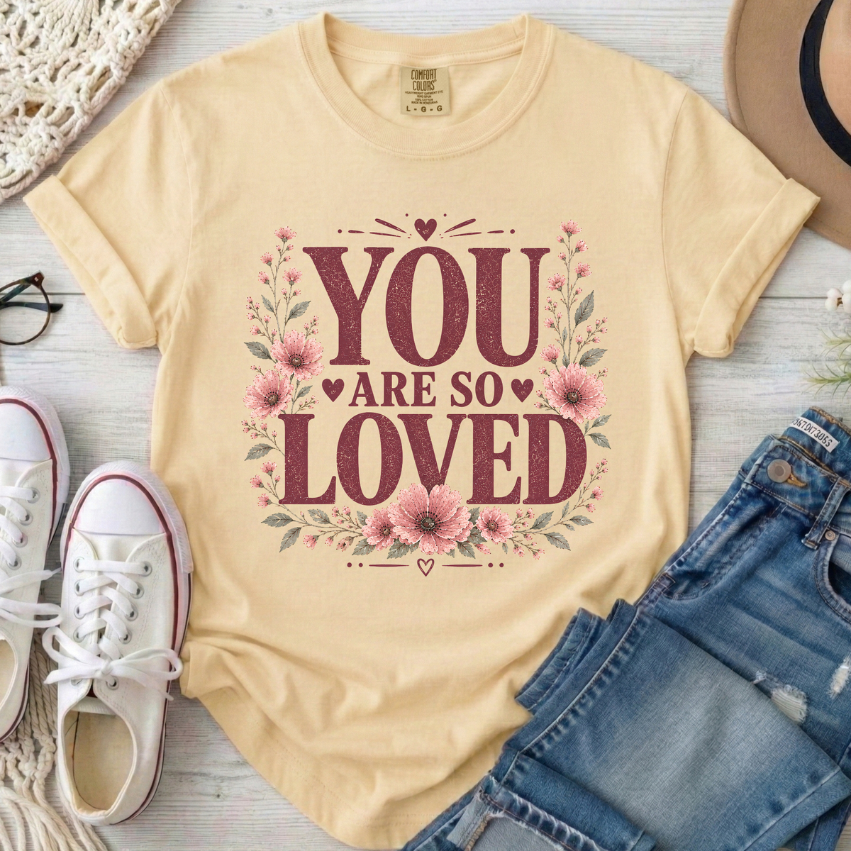 You Are So Loved Christian Comfort Colors T-Shirt in Banana