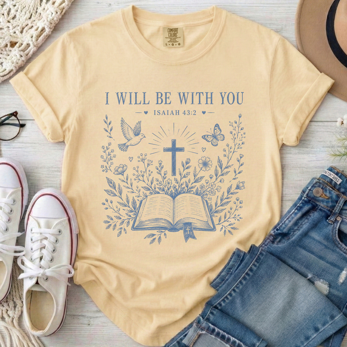 I Will Be With You Christian Comfort Colors T-Shirt in Banana