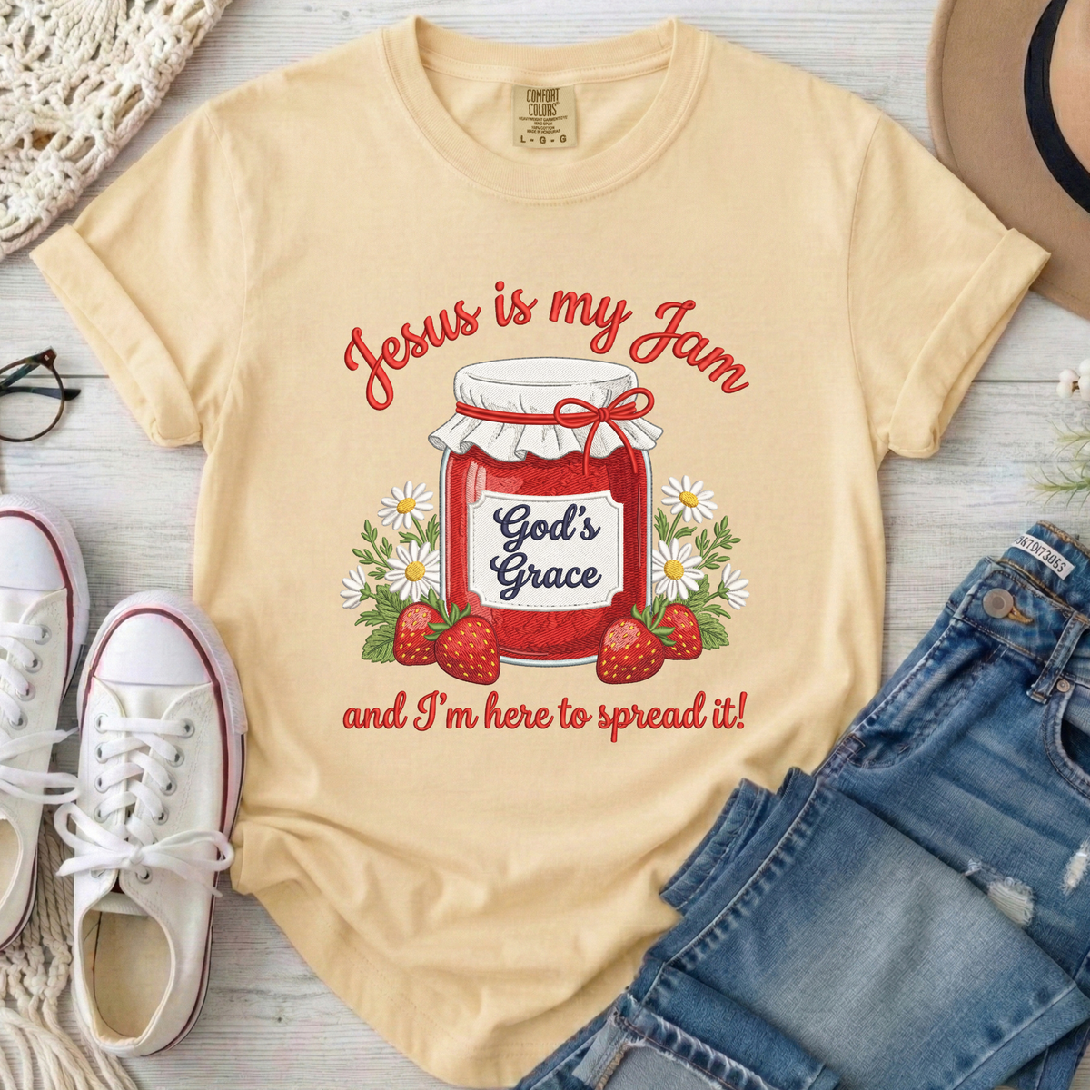 Jesus Is My Jam Christian Comfort Colors T-Shirt in Banana