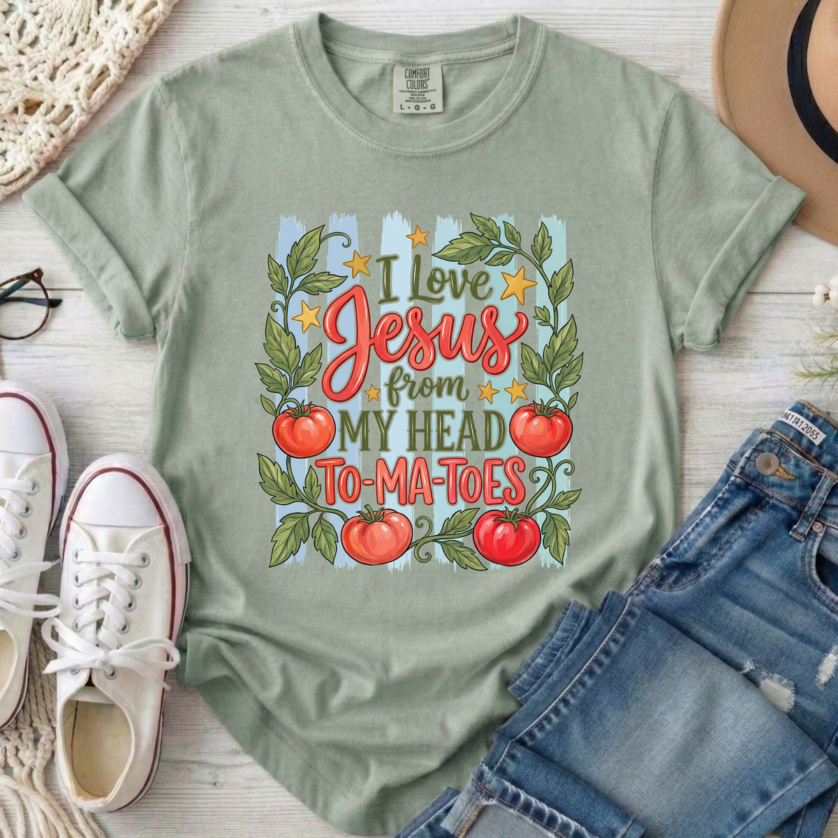 I Love Jesus Christian Comfort Colors T-Shirt in Bay