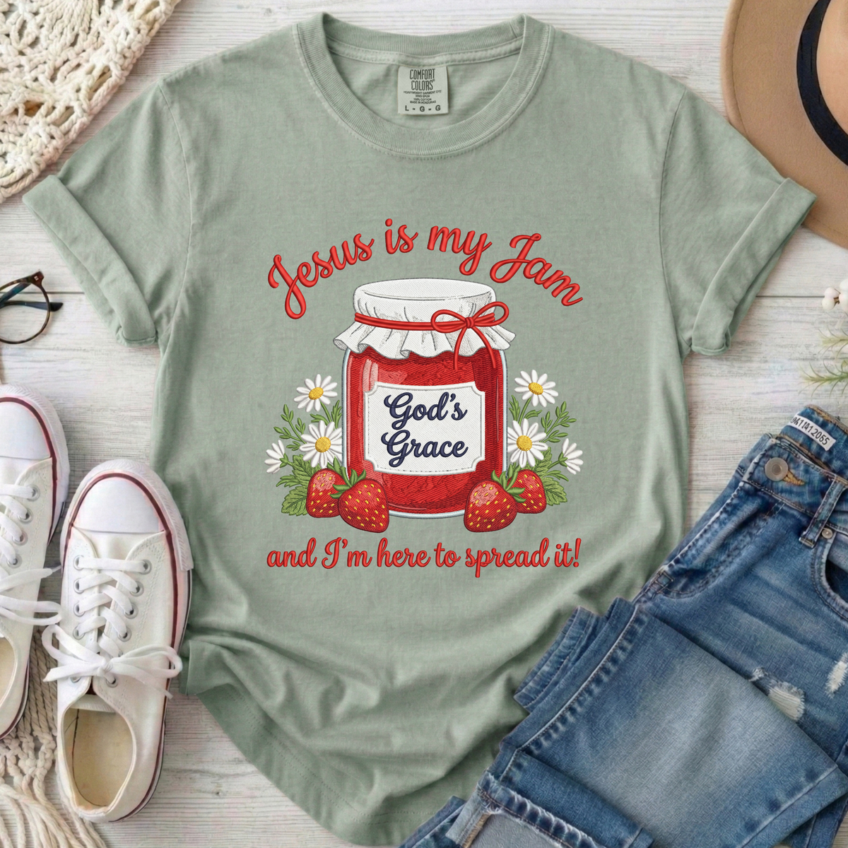 Jesus Is My Jam Christian Comfort Colors T-Shirt in Bay