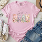 Just Pray Christian Comfort Colors T-Shirt in Blossom