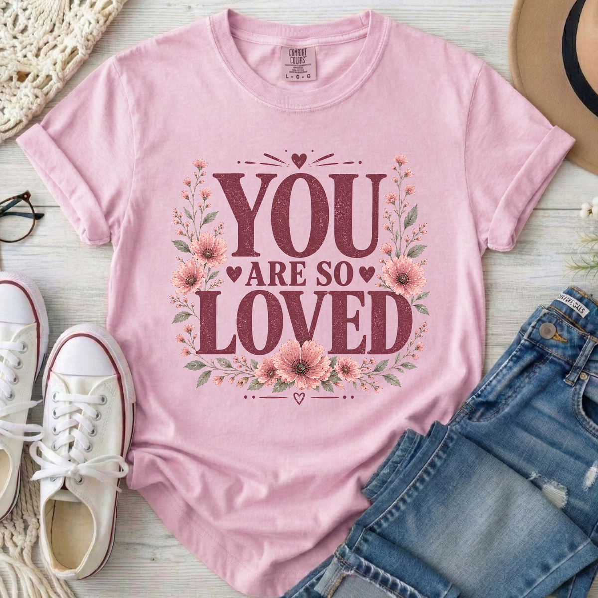 You Are So Loved Christian Comfort Colors T-Shirt in Blossom