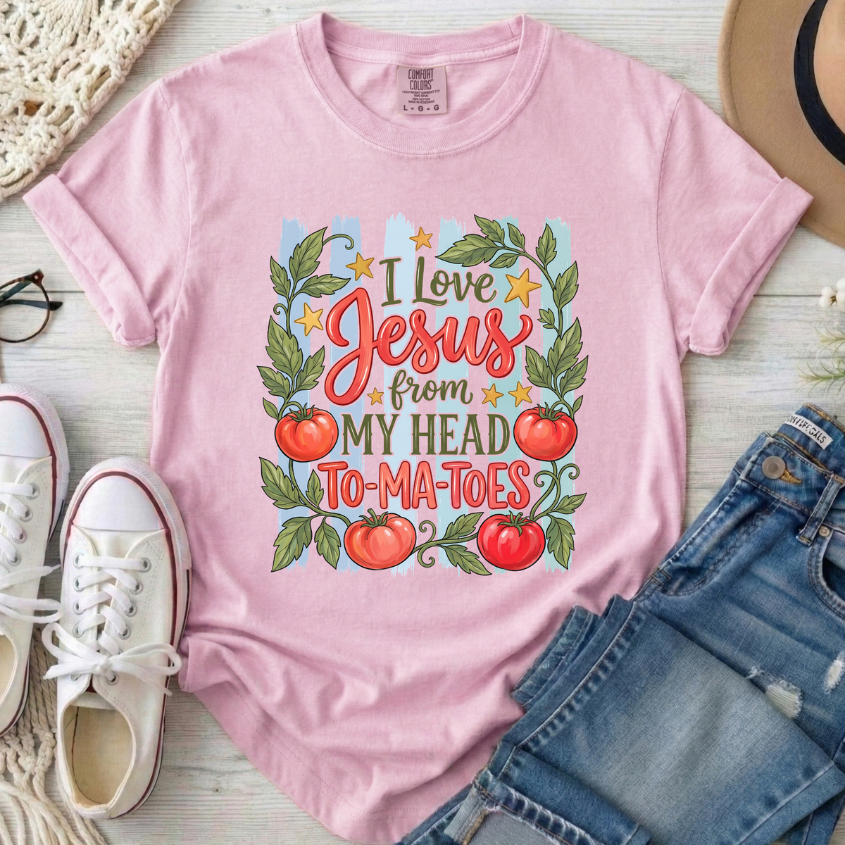 I Love Jesus Christian Comfort Colors T-Shirt in Blossom