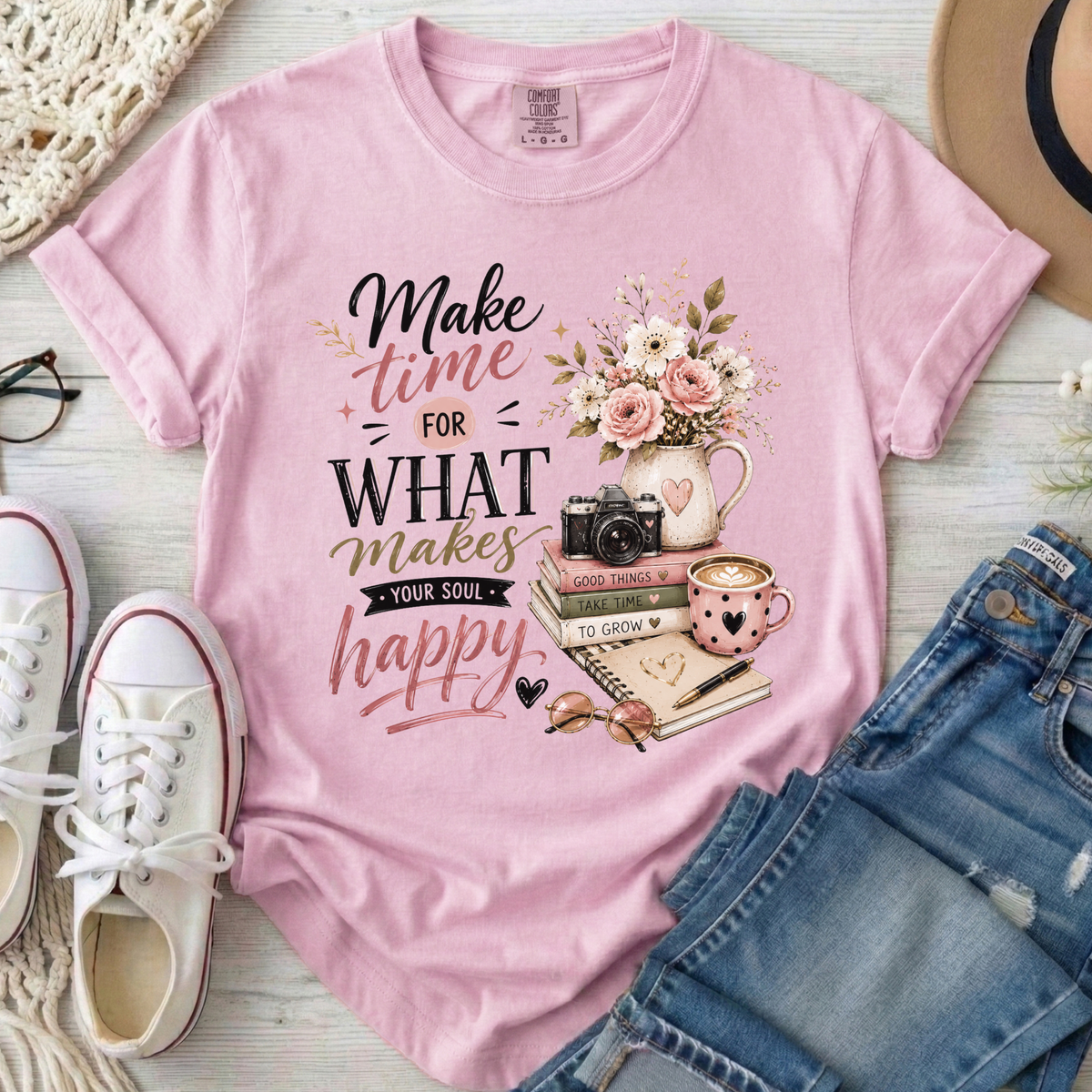 Make Time Christian Comfort Colors T-Shirt in Blossom