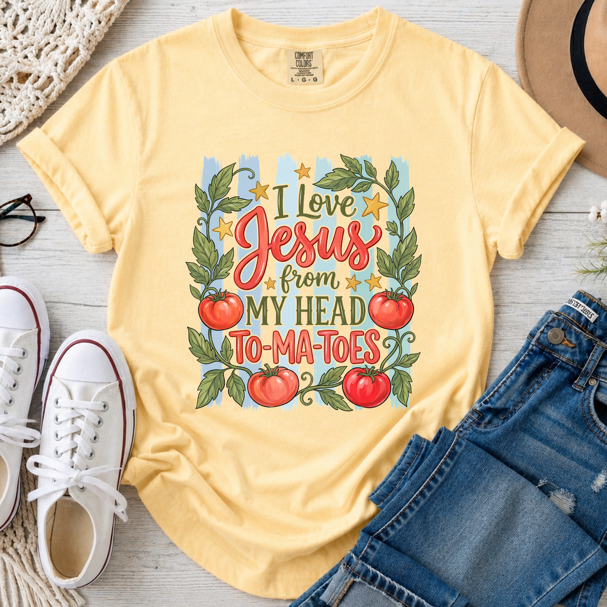 I Love Jesus Christian Comfort Colors T-Shirt in Butter