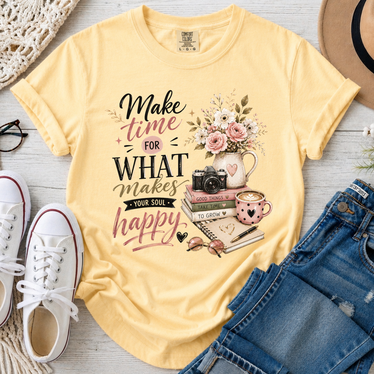 Make Time Christian Comfort Colors T-Shirt in Butter