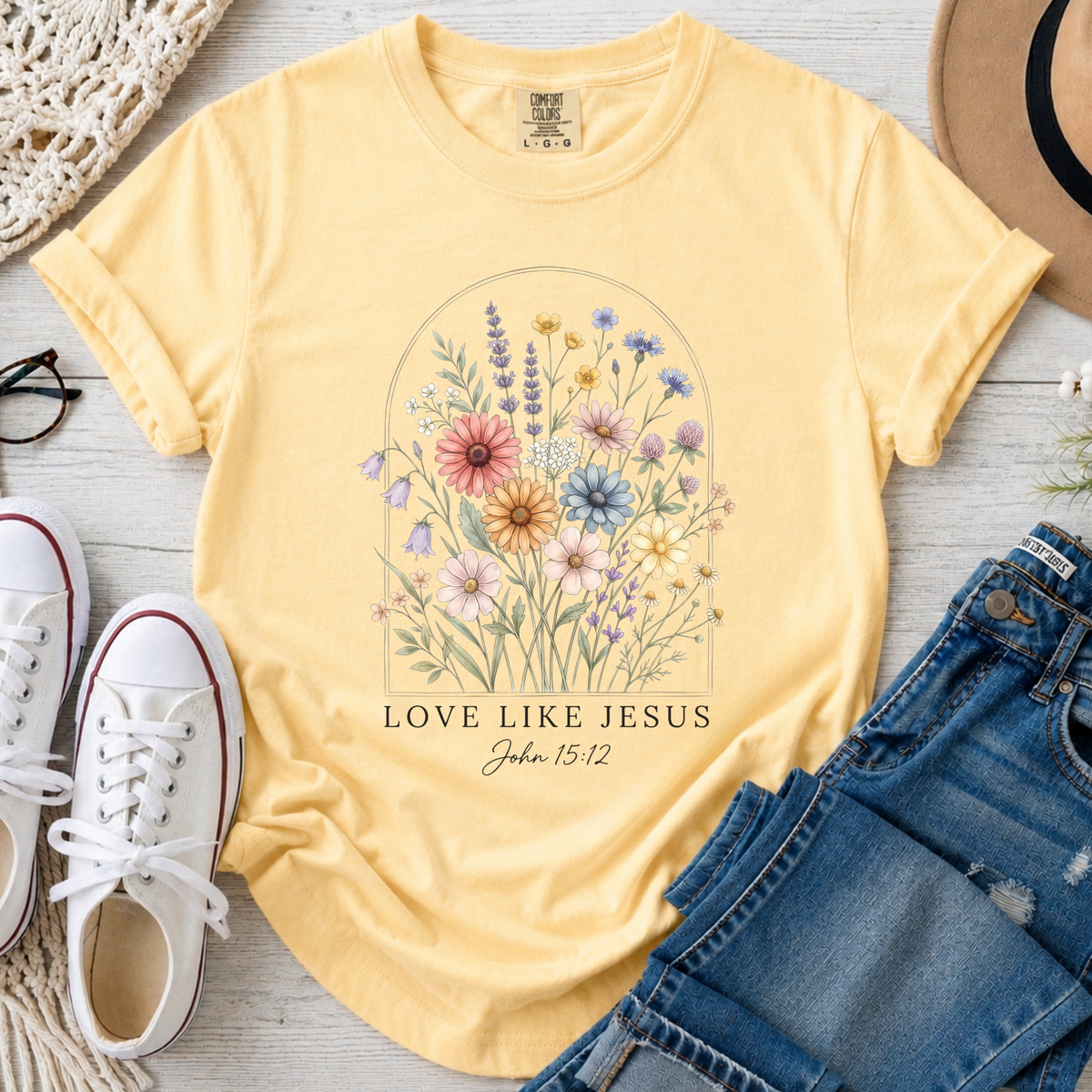 Love Like Jesus Christian Comfort Colors T-Shirt in Butter