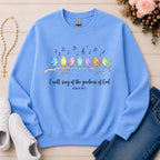 I Will Sing of the Goodness of God Christian sweatshirt in Carolina Blue