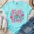 Faith Over Fear Christian Comfort Colors T-Shirt in Chalky Mint
