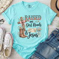 Raised on Dirt Roads & Jesus Christian Comfort Colors T-Shirt in Chalky Mint