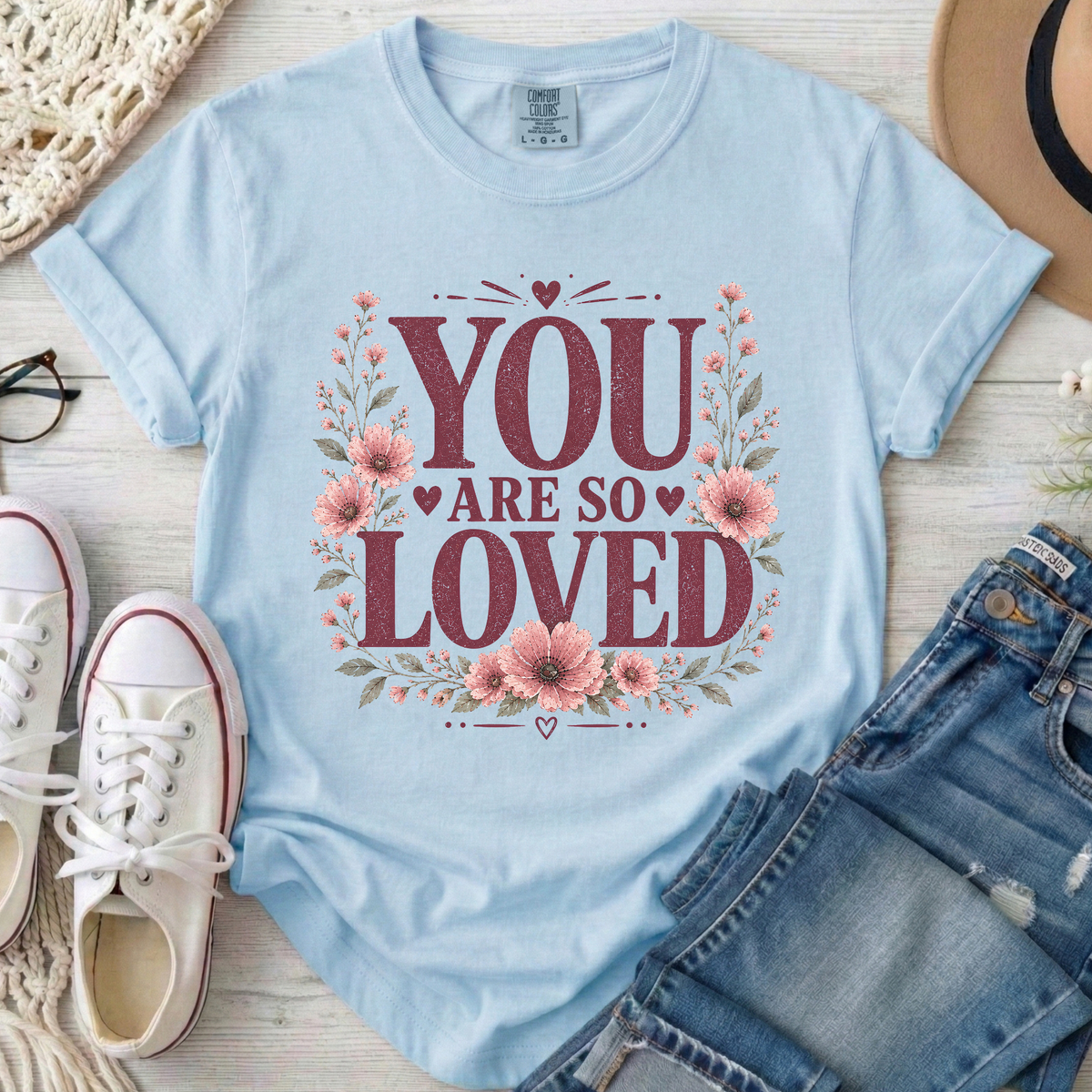 You Are So Loved Christian Comfort Colors T-Shirt in Chambray