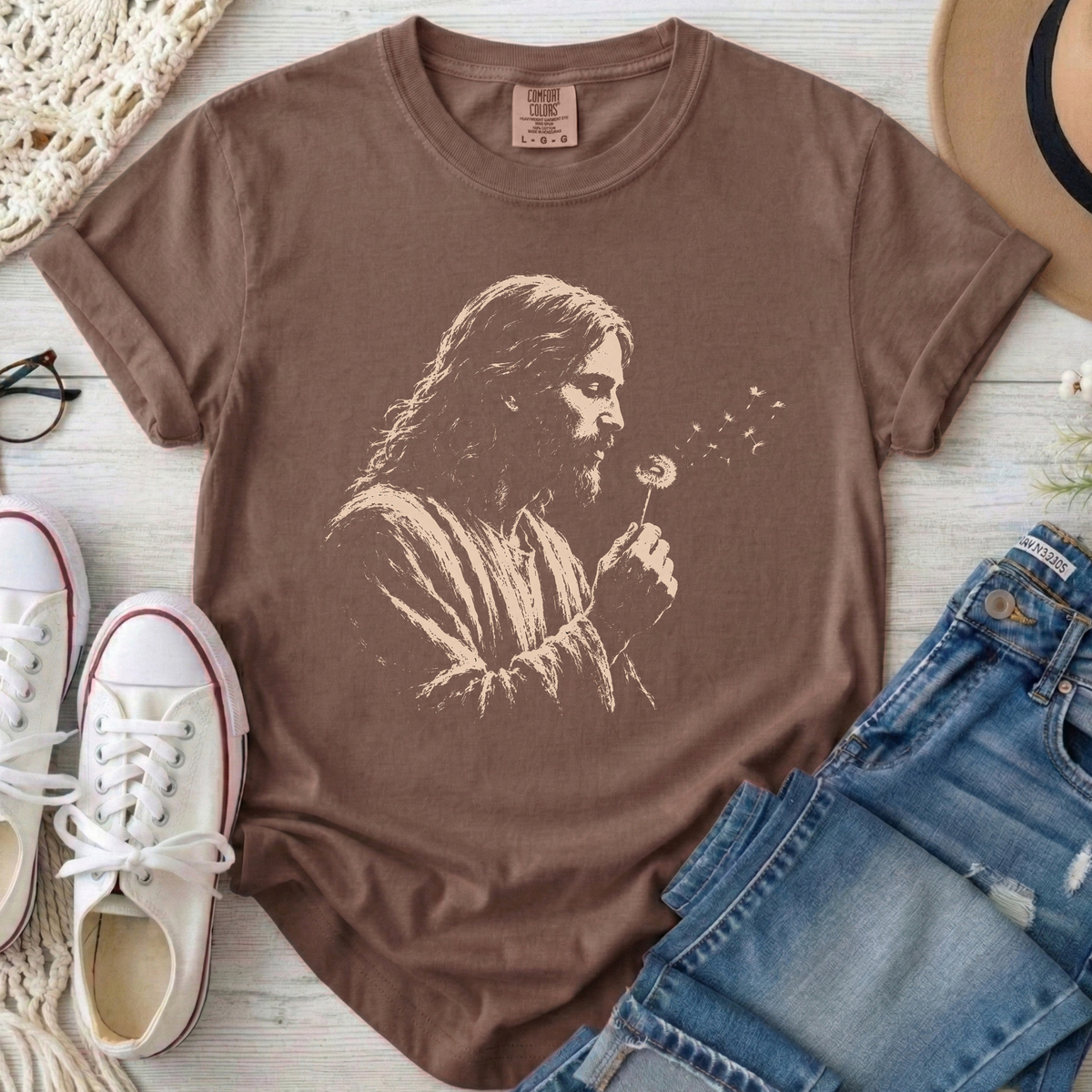 Jesus Dandelion Christian Comfort Colors T-Shirt in Espresso