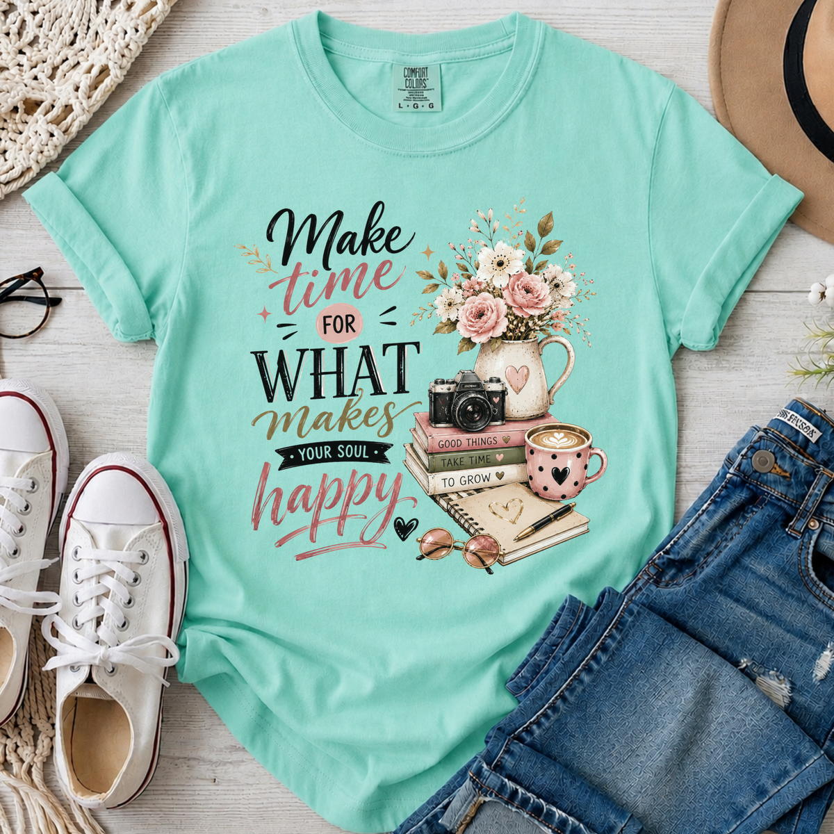 Make Time Christian Comfort Colors T-Shirt in Island Reef