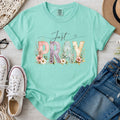 Just Pray Christian Comfort Colors T-Shirt in Island Reef