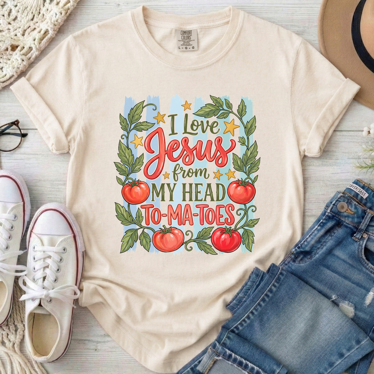 I Love Jesus Christian Comfort Colors T-Shirt in Ivory