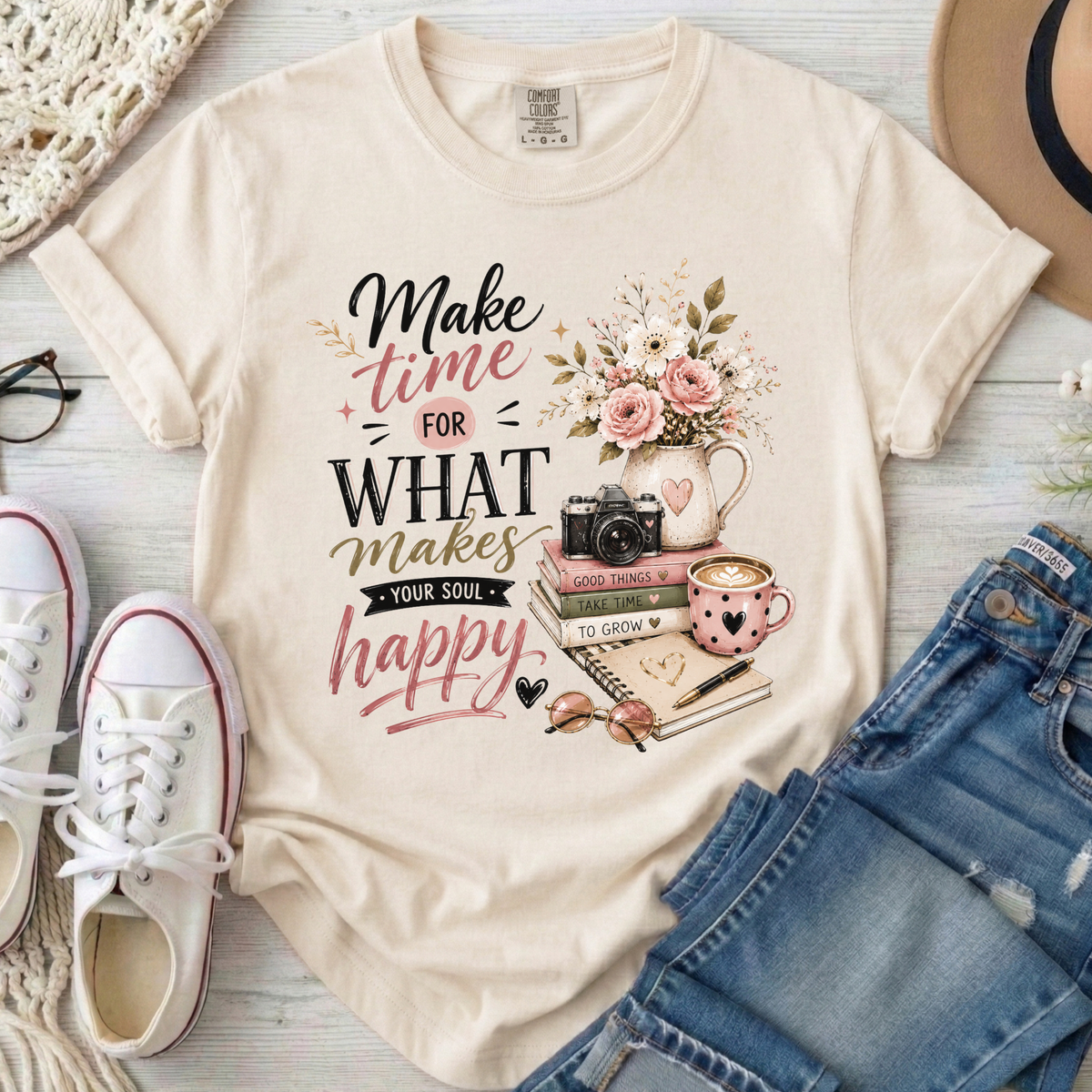 Make Time Christian Comfort Colors T-Shirt in Ivory