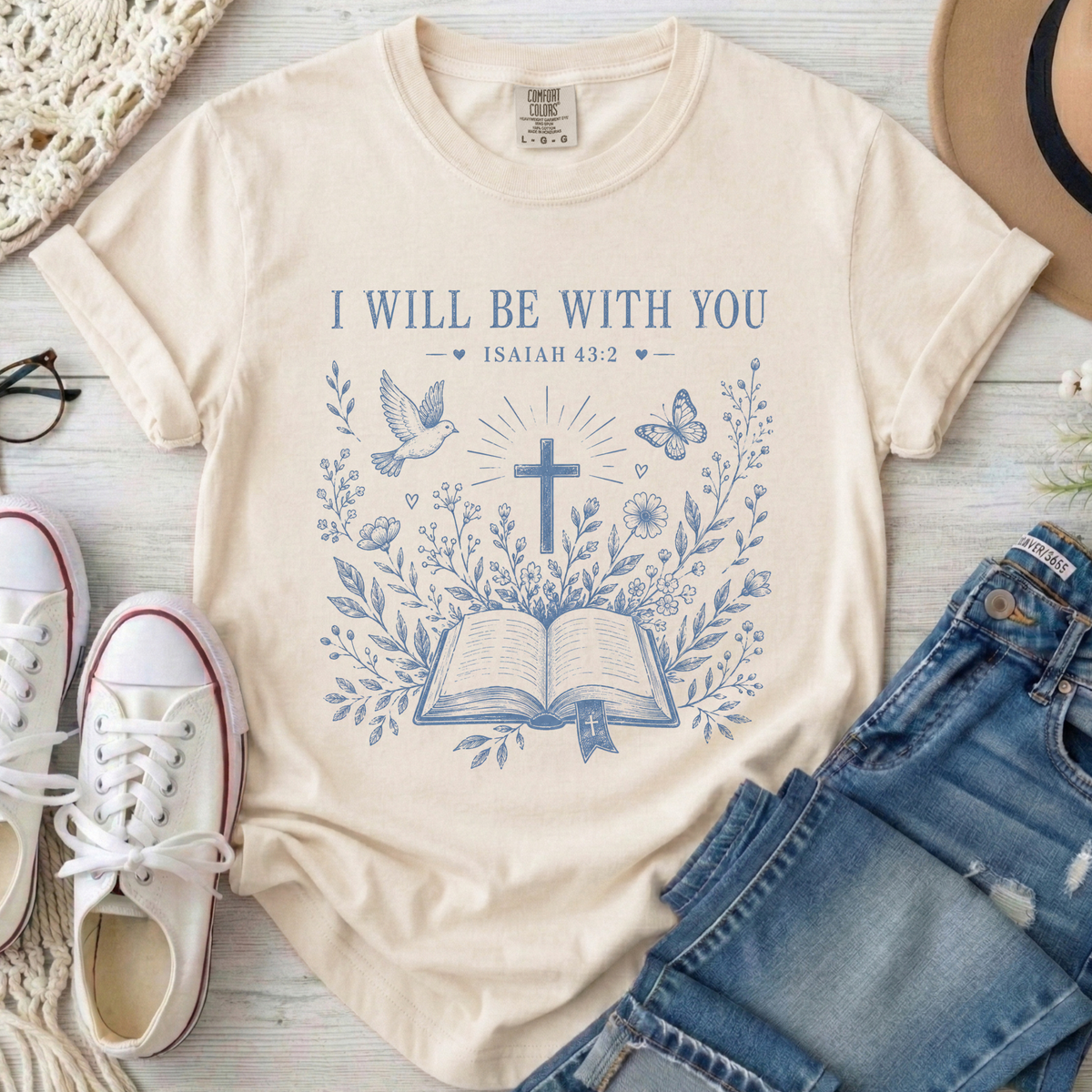 I Will Be With You Christian Comfort Colors T-Shirt in Ivory