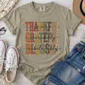 Thankful Grateful Blessed Christian Comfort Colors T-Shirt in Khaki