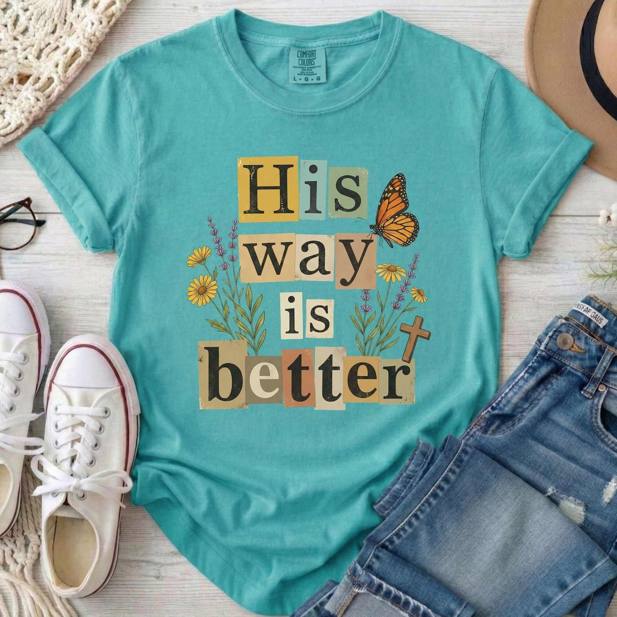 His Way Is Better Christian Comfort Colors T-Shirt in Seafoam