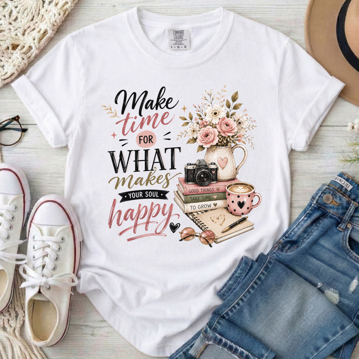 Make Time Christian Comfort Colors T-Shirt in White