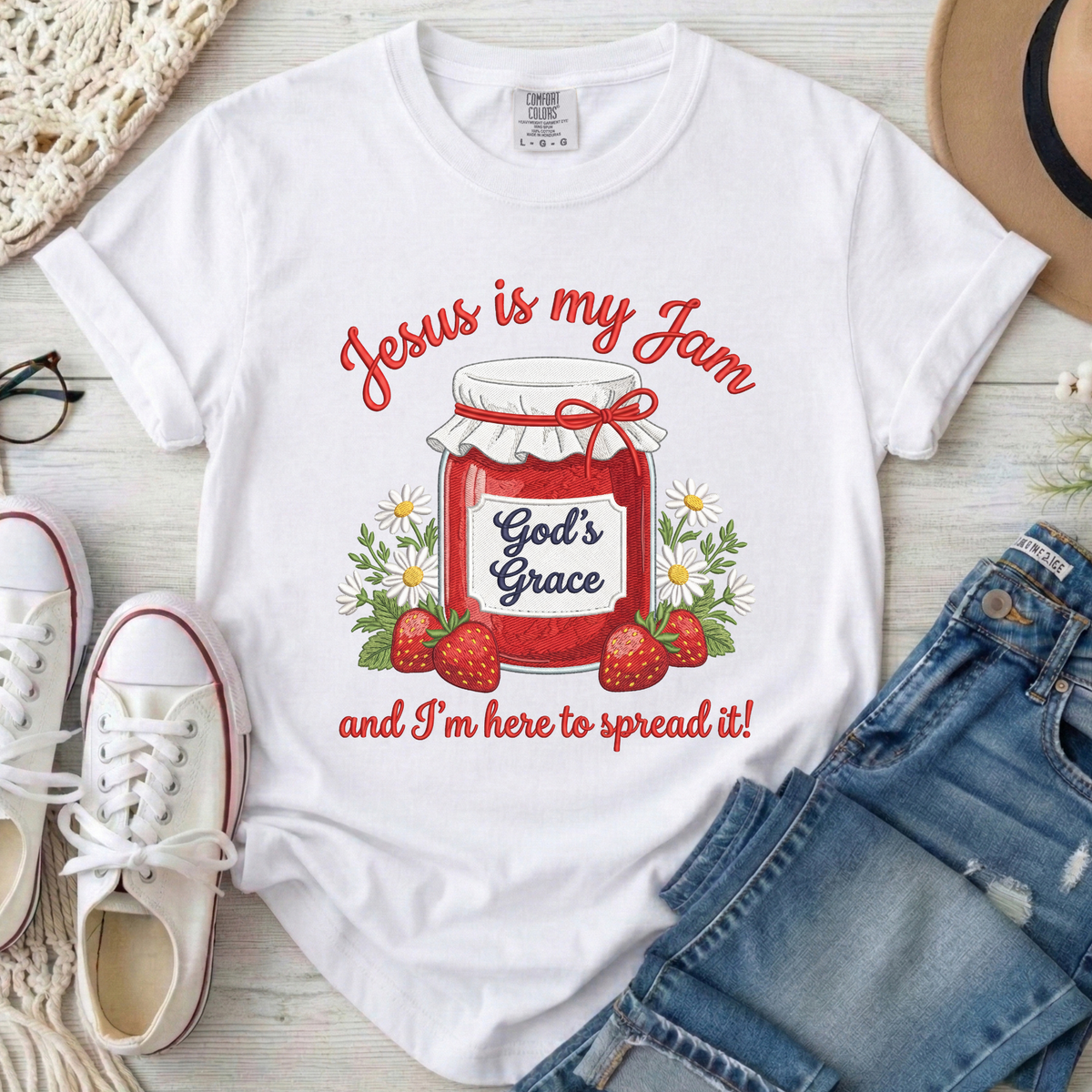 Jesus Is My Jam Christian Comfort Colors T-Shirt in White